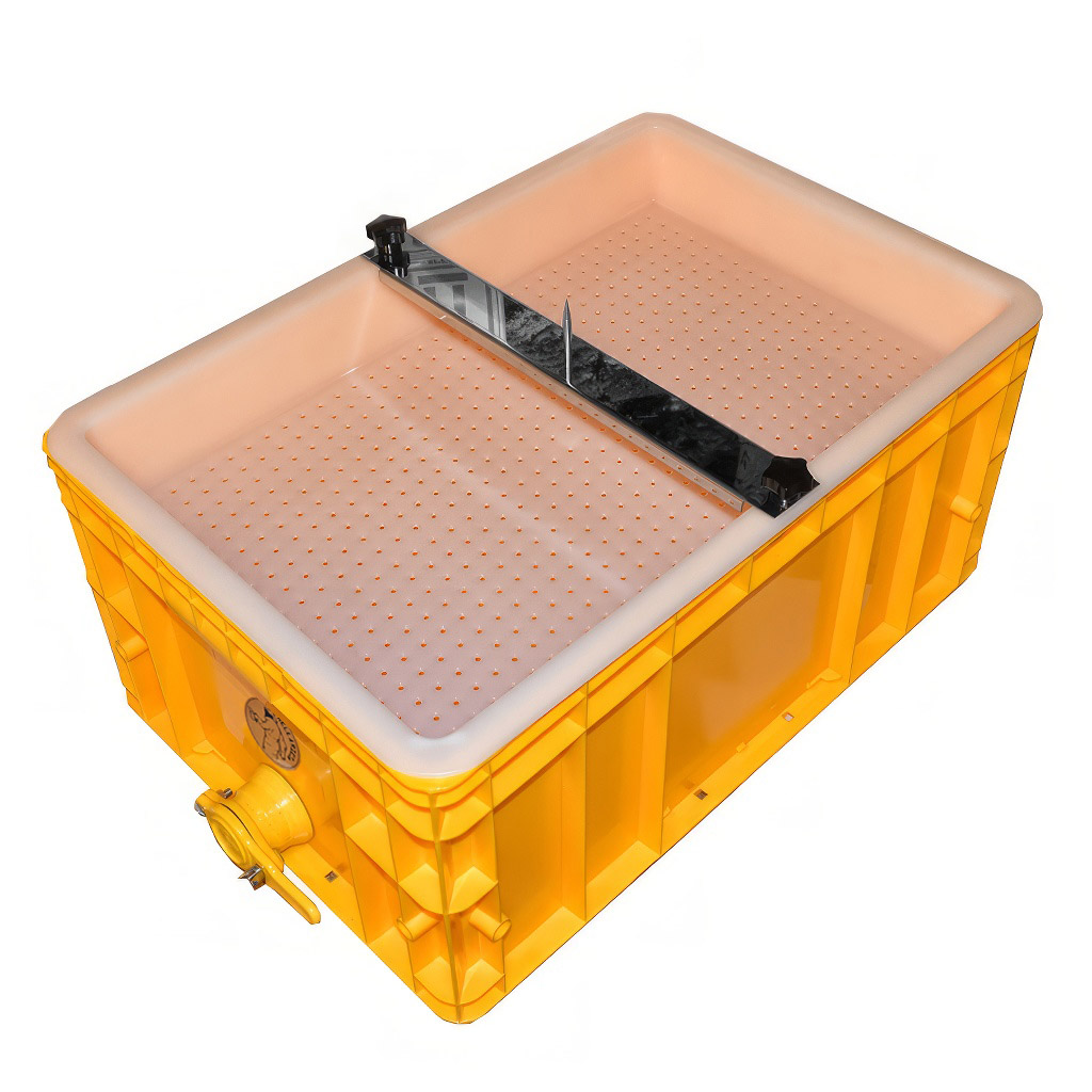 Plateau de désoperculation avec pointe Mellarius - bac en plastique - acier inoxydable
