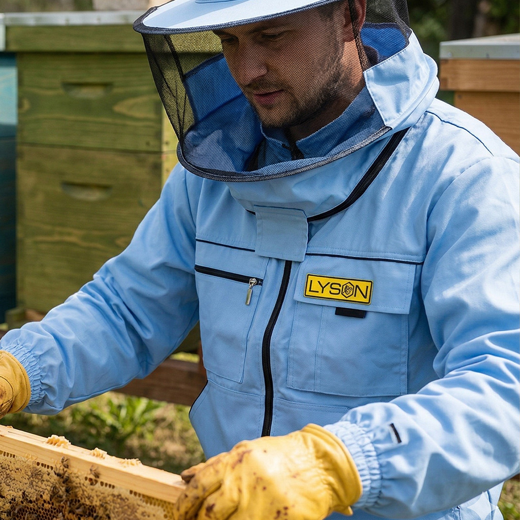 Veste d'apiculture avec chapeau - bleue - Lysoň, taille : S-XXL