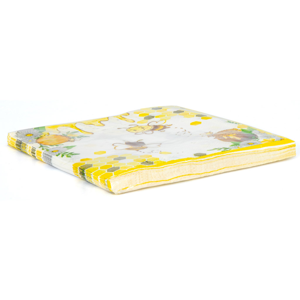 Serviettes en papier « Abeille avec miel et rayons » - 20 pièces