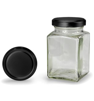 Pot carré avec couvercle noir 260 ml (TO 58)