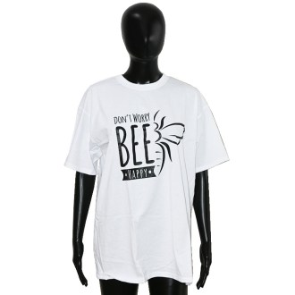 T-shirt d'apiculture ApiSina Bee happy, blanc