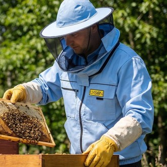 Veste d'apiculture avec chapeau - bleue - Lysoň, taille : S-XXL