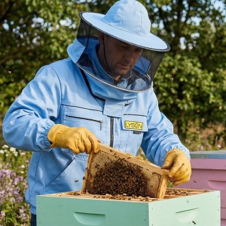 Veste d'apiculture avec chapeau - bleue - Lysoň, taille : S-XXL