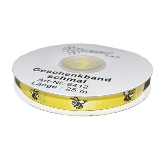 Ruban cadeau jaune 10 mm