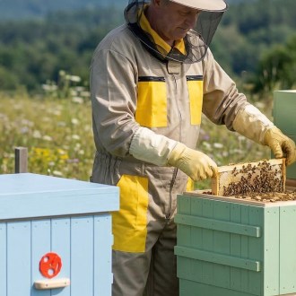 Combinaison d'apiculteur avec chapeau, beige taille: S-XXXL