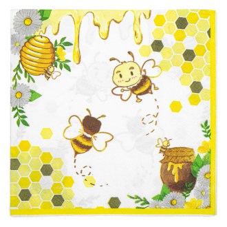 Serviettes en papier « Abeille avec miel et rayons » - 20 pièces
