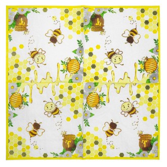 Serviettes en papier « Abeille avec miel et rayons » - 20 pièces