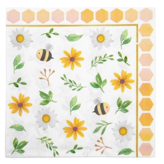 Serviettes en papier « Abeilles et fleurs » - 20 pièces