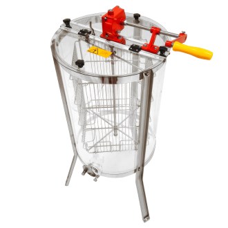 Extracteur de miel Mellarius ProLine transparent 4 cadres manuel avec grande manivelle P45