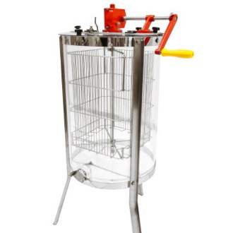Extracteur de miel Mellarius ProLine transparent 4 cadres manuel avec grande manivelle P45