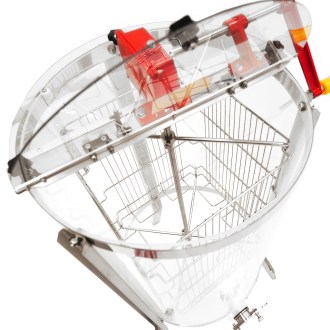 Extracteur de miel Mellarius ProLine transparent 4 cadres manuel avec grande manivelle P45