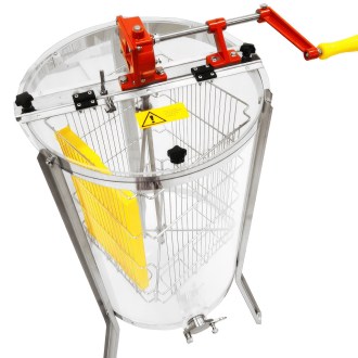 Extracteur de miel Mellarius ProLine transparent 4 cadres manuel avec grande manivelle P45
