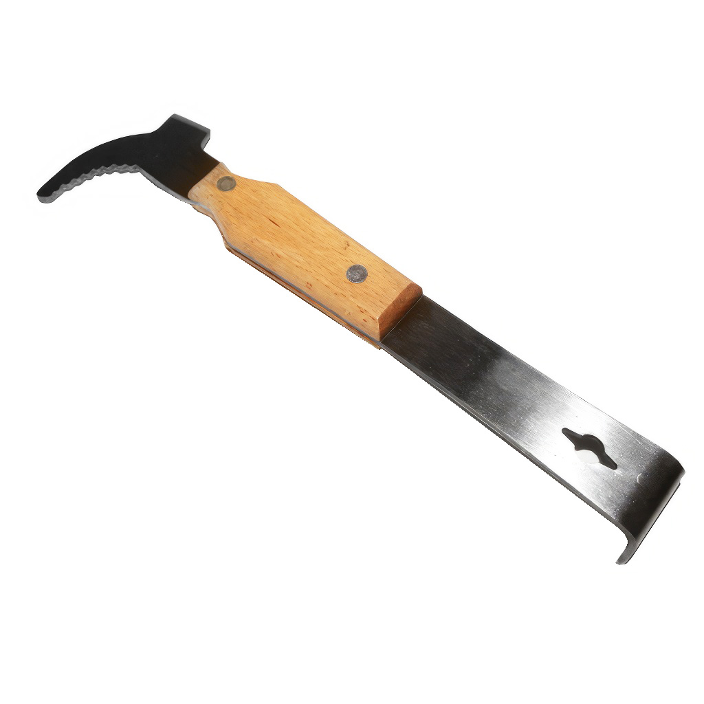 Écarteur apicole Swiss Biene, grand en acier inoxydable avec manche en bois 26 cm