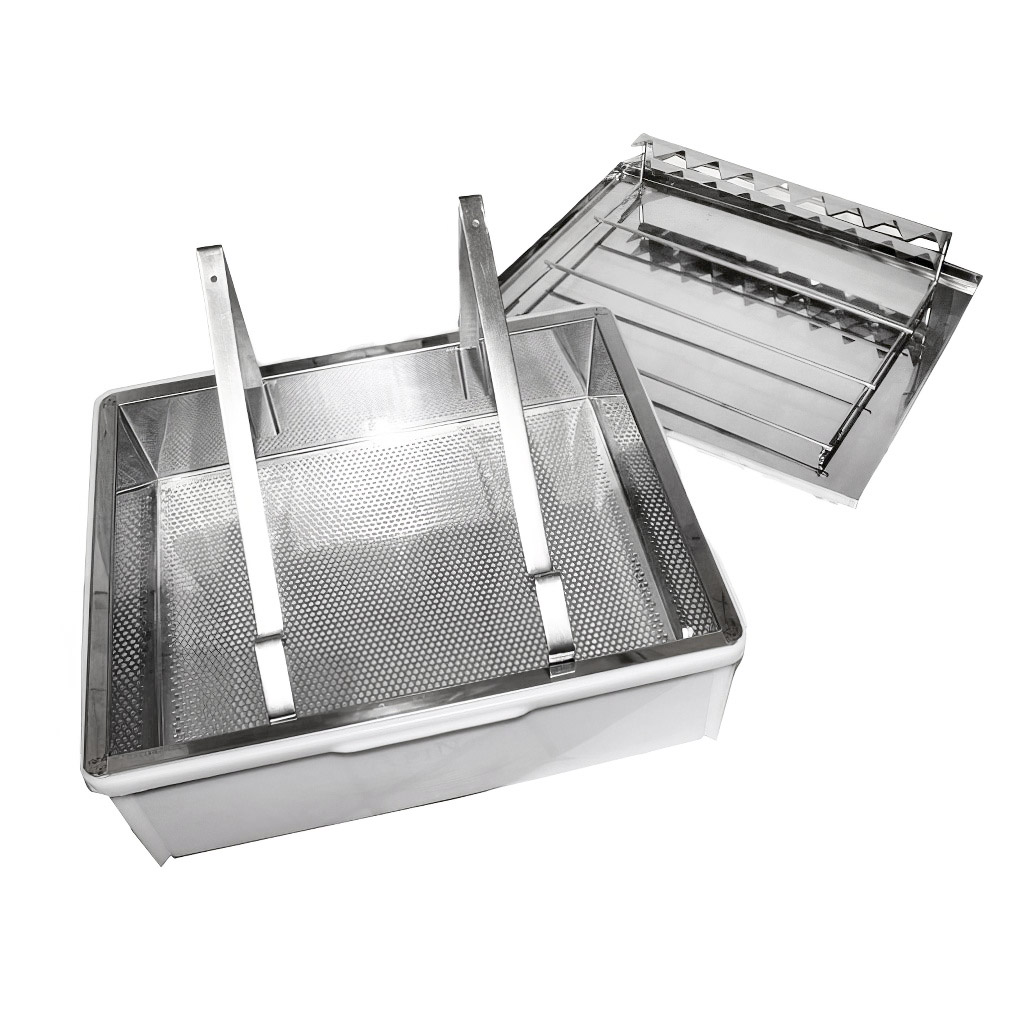 Plateau de désoperculation ApiNord - inox - avec support pour 1 cadre.