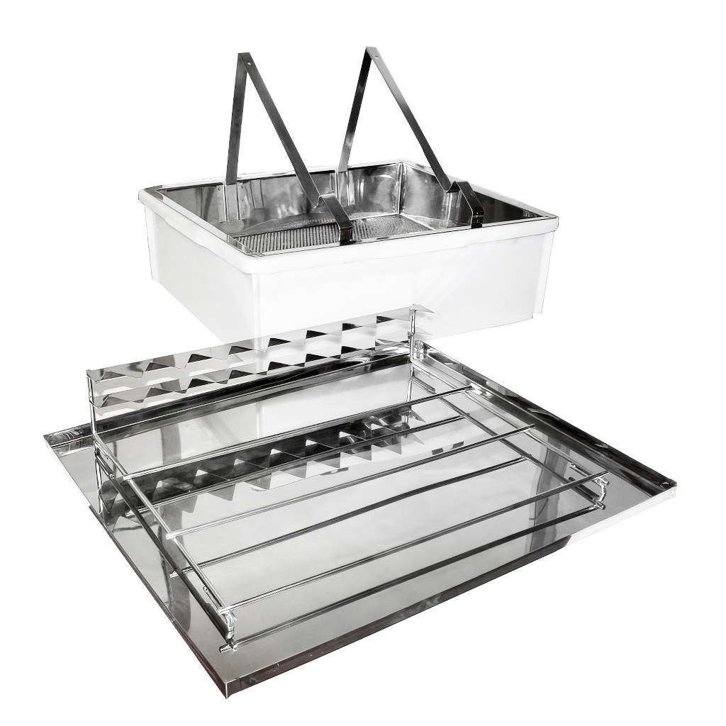 Plateau de désoperculation ApiNord - inox - avec support pour 1 cadre.