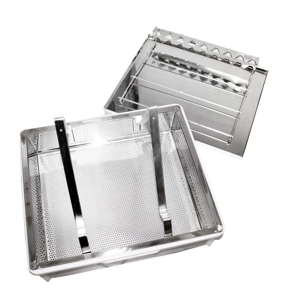 Plateau de désoperculation ApiNord - inox - avec support pour 2 cadres