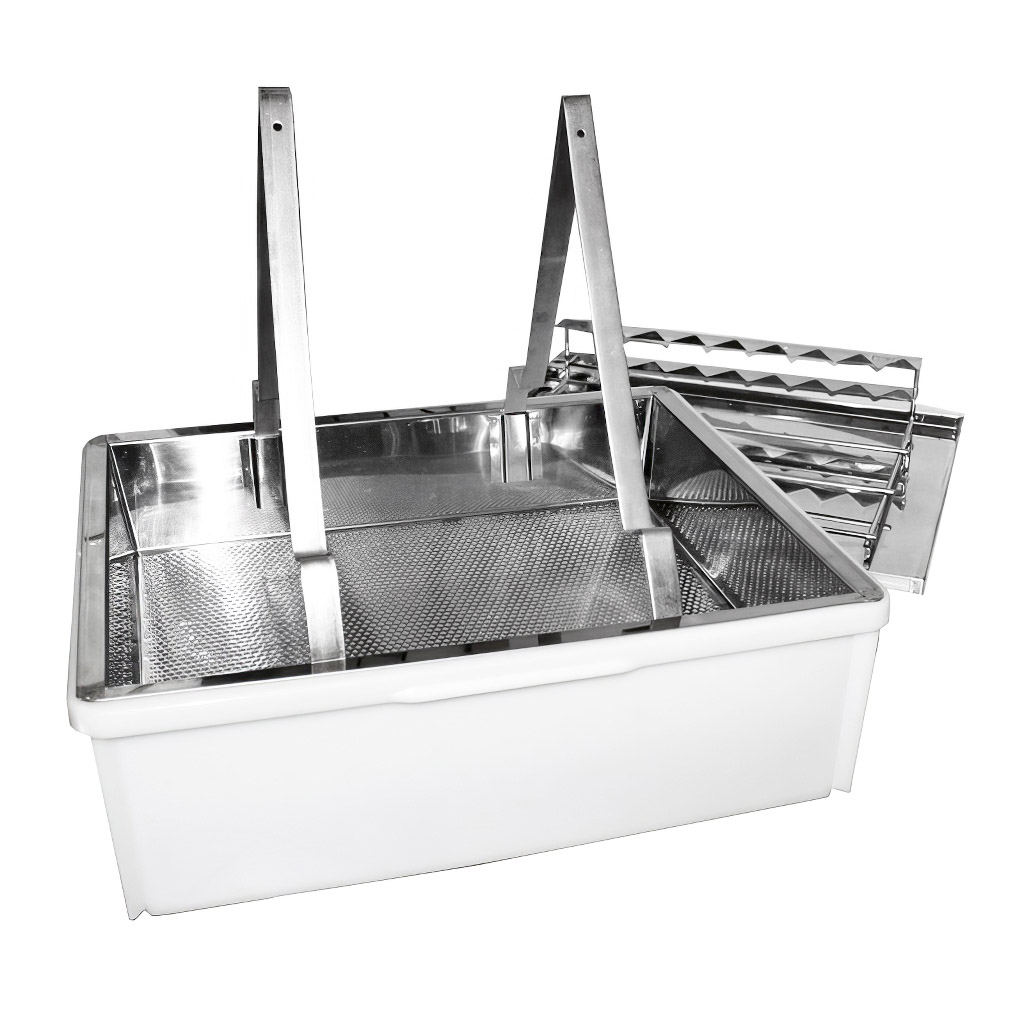 Plateau de désoperculation ApiNord - inox - avec support pour 2 cadres