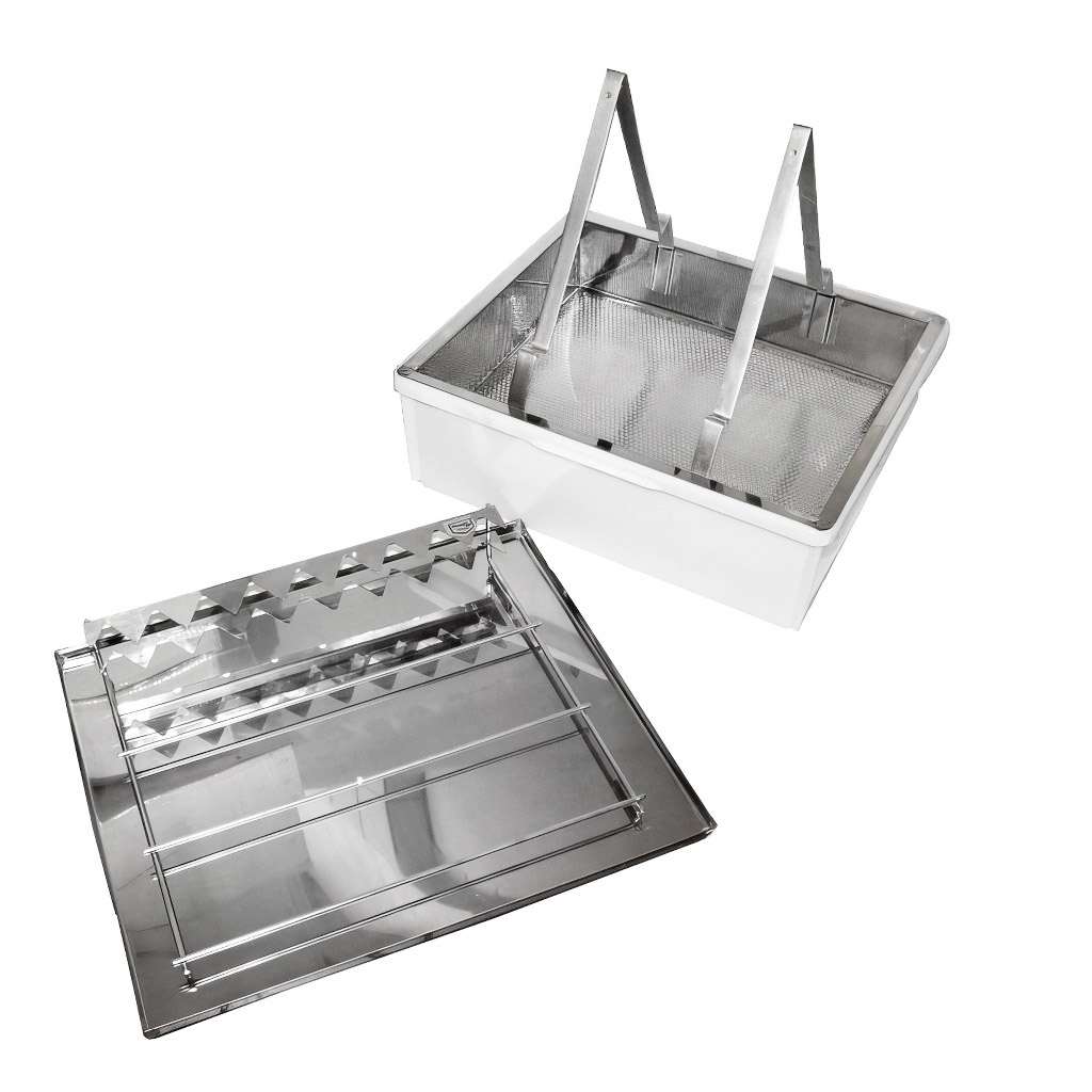 Plateau de désoperculation ApiNord - inox - avec support pour 2 cadres