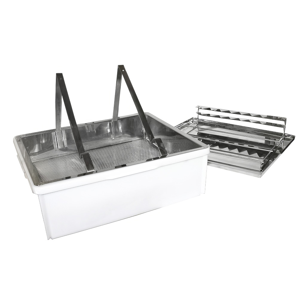 Plateau de désoperculation ApiNord - inox - avec support pour 1 cadre.